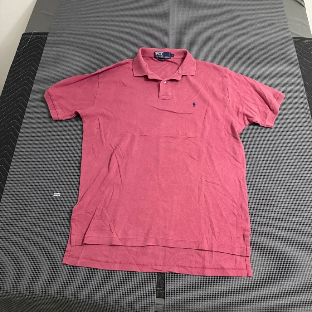 Polo Ralph Lauren Mens Large Pink Short Sleeve Cotton Pique Pony Logo Polo Shirt